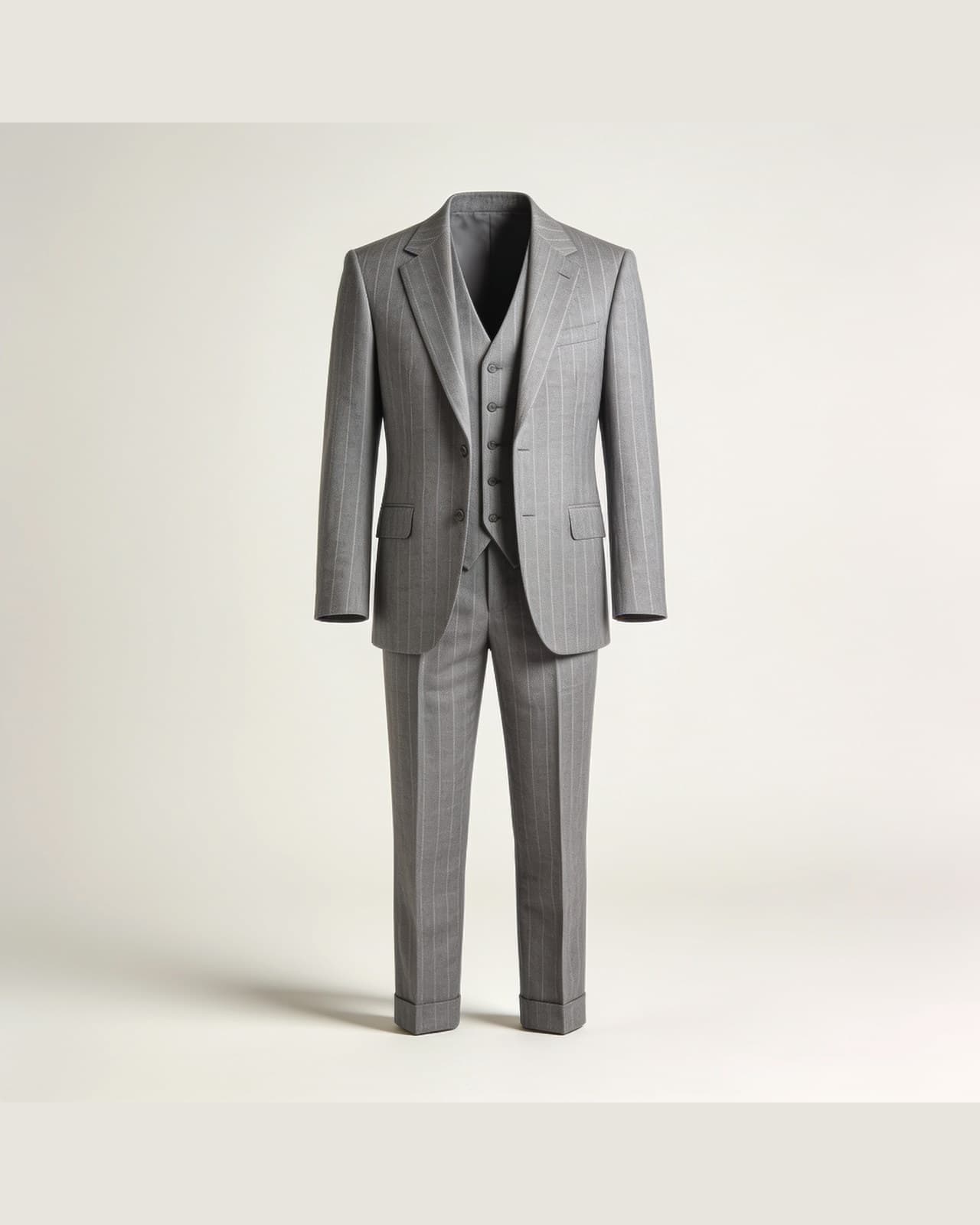 Annone Three-Piece Suit · Grey pinstripe