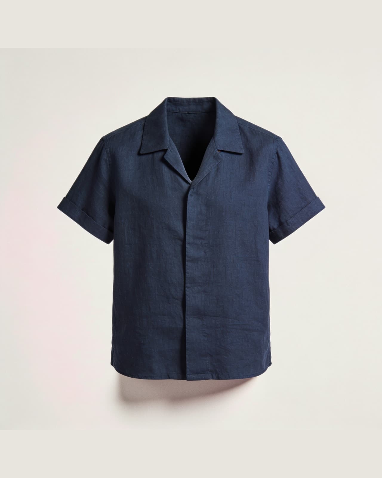 Cervo Short Sleeve Linen Shirt · Navy