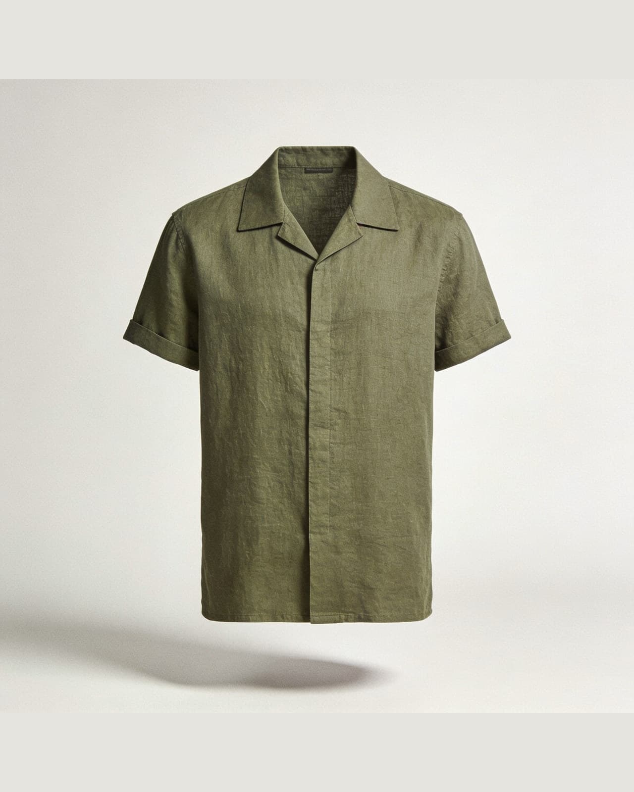 Cervo Short Sleeve Linen Shirt · Olive green