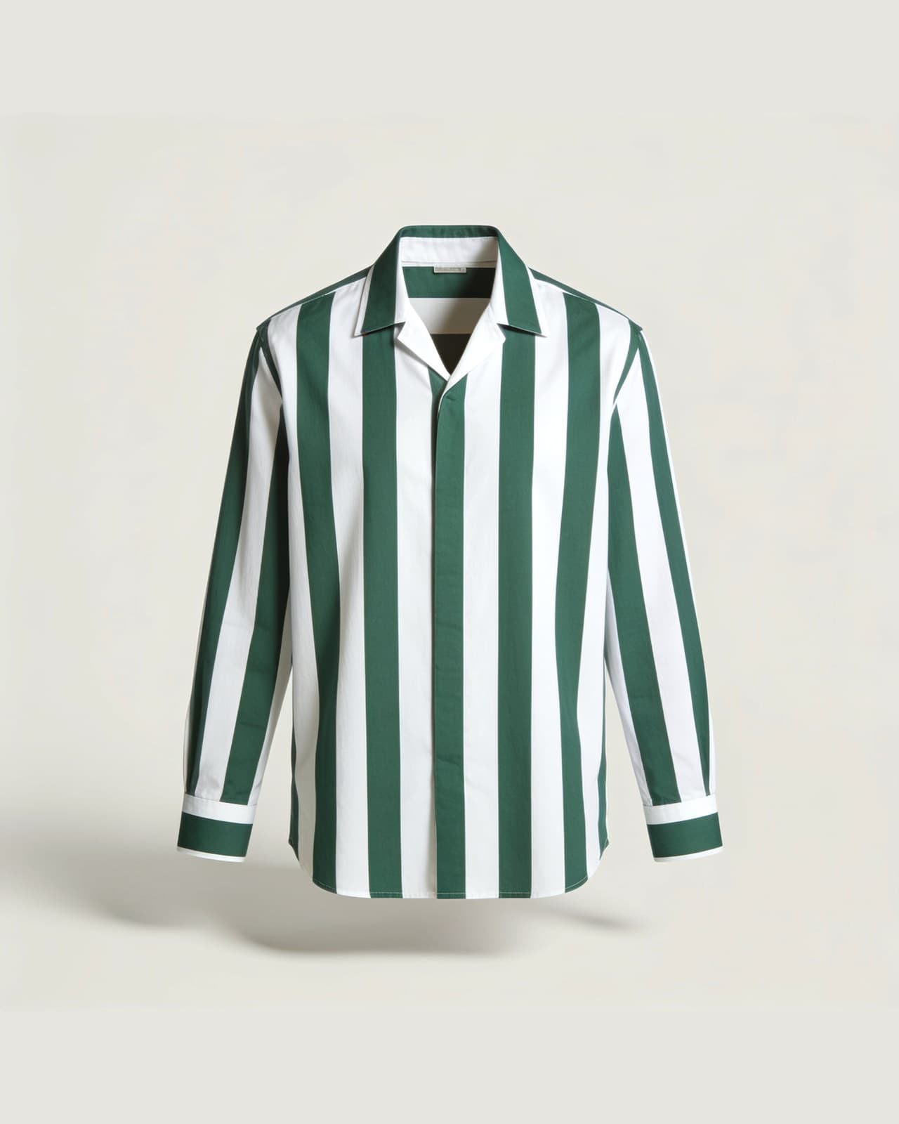 Moneglia Striped Linen Shirt · Wide green stripe