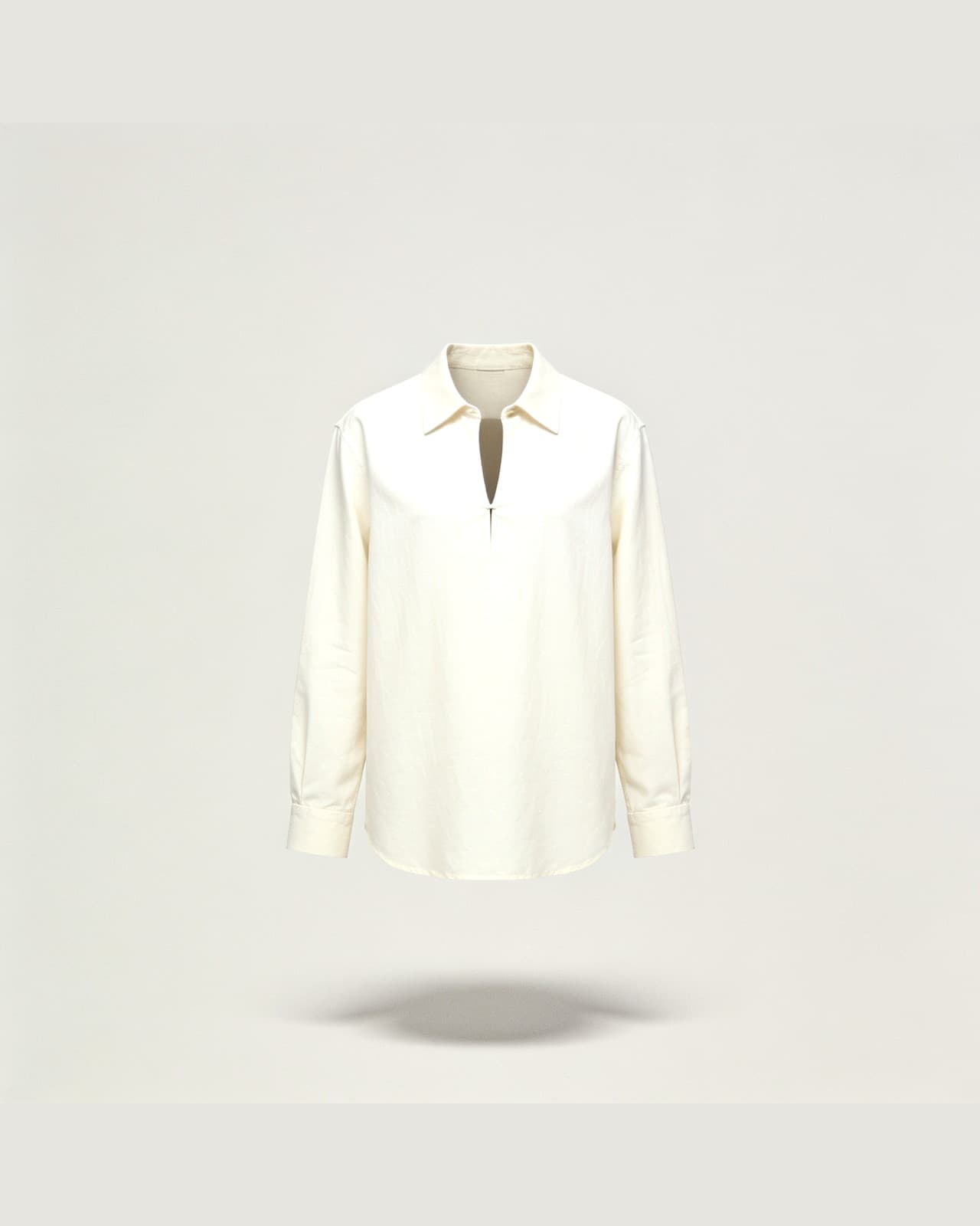 Primaluna Grandad Collar Shirt · Cream