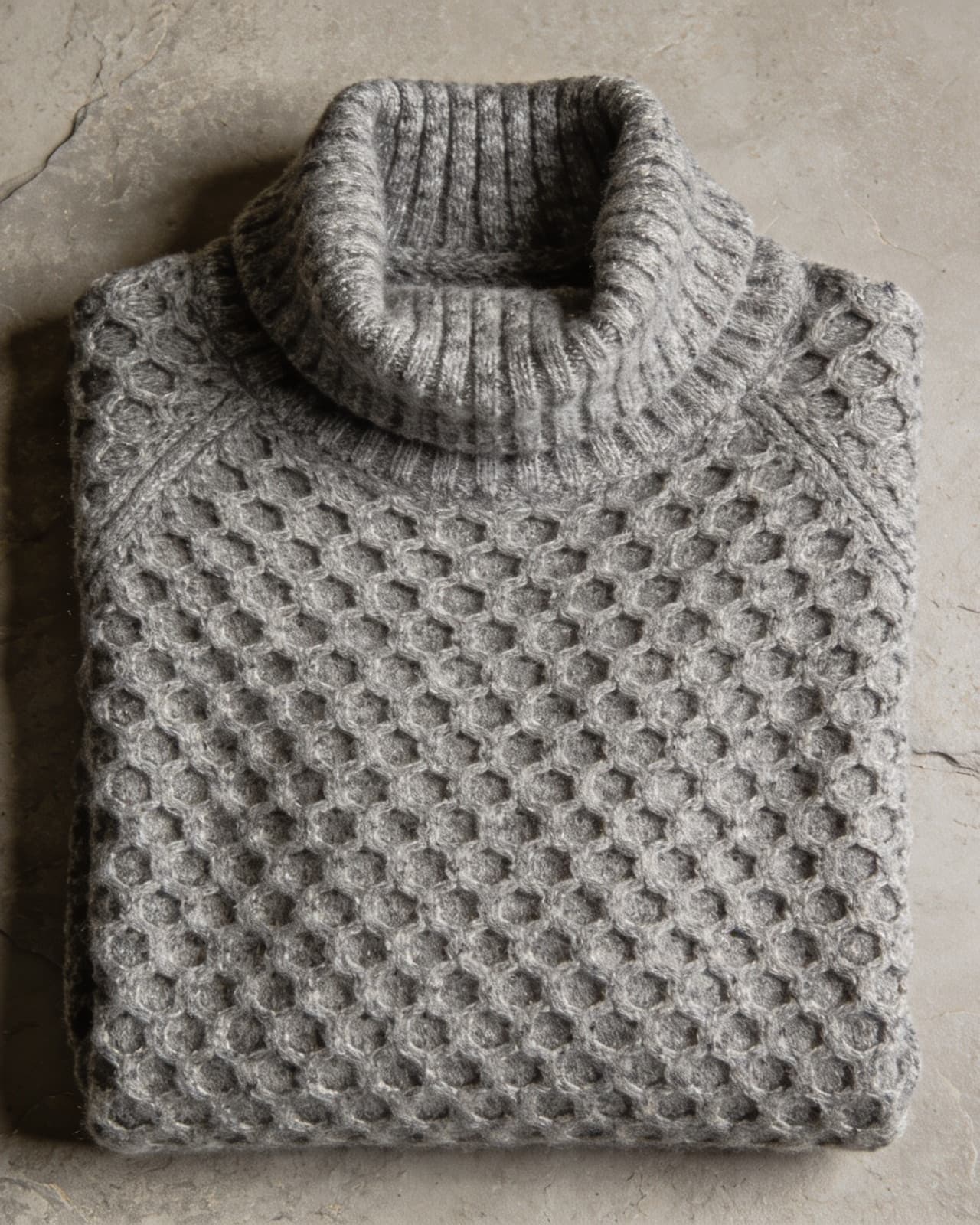 Limonta Honeycomb Rollneck · Grey melange