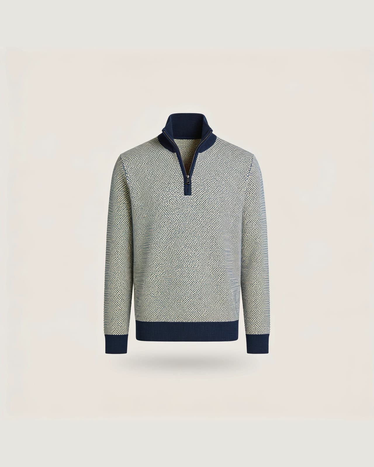Varenna Birdseye Half-Zip · Navy and cream
