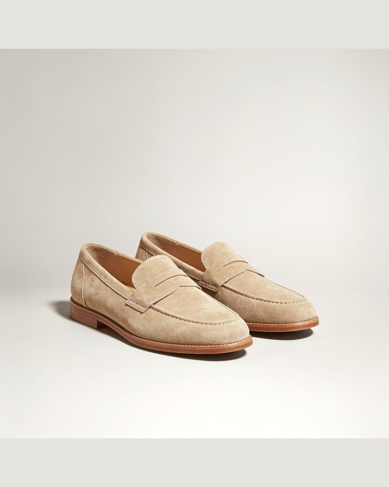 Como Suede Penny Loafer · Beige