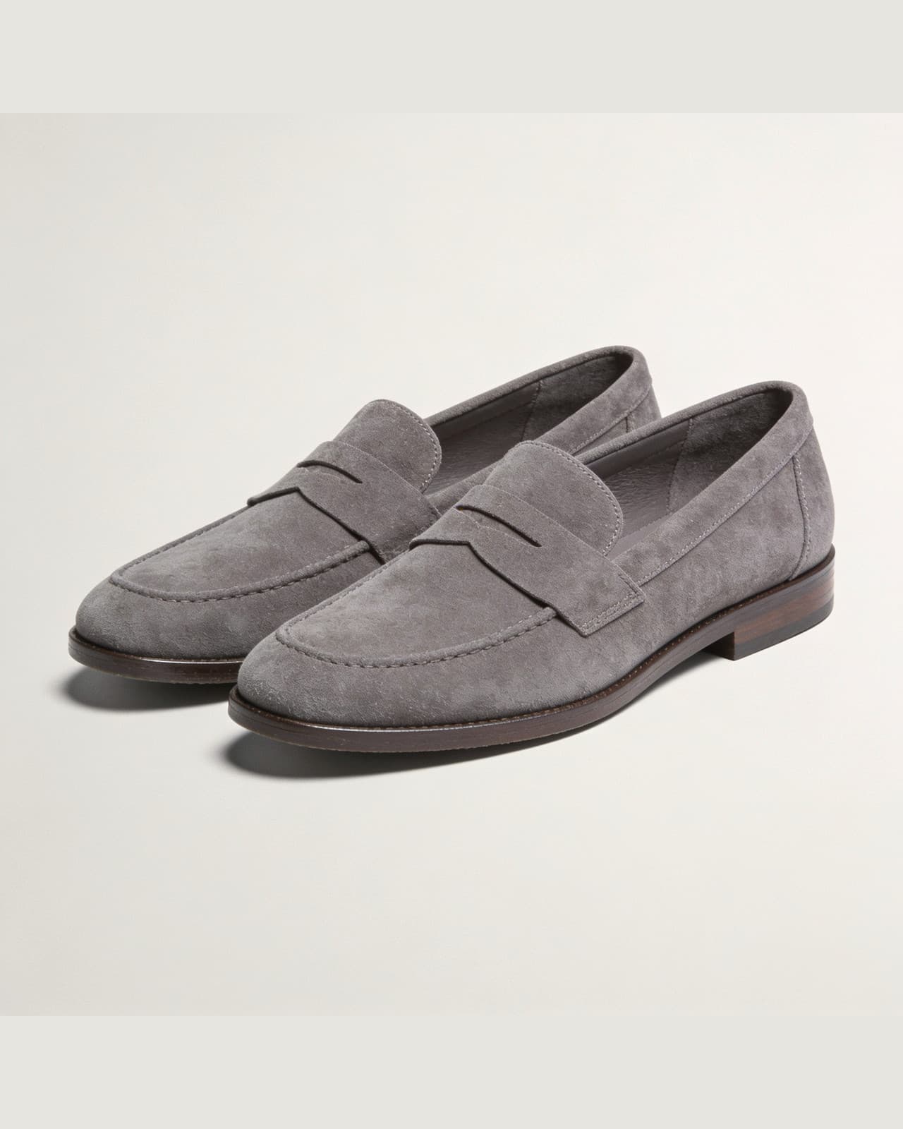 Como Suede Penny Loafer · Stone grey