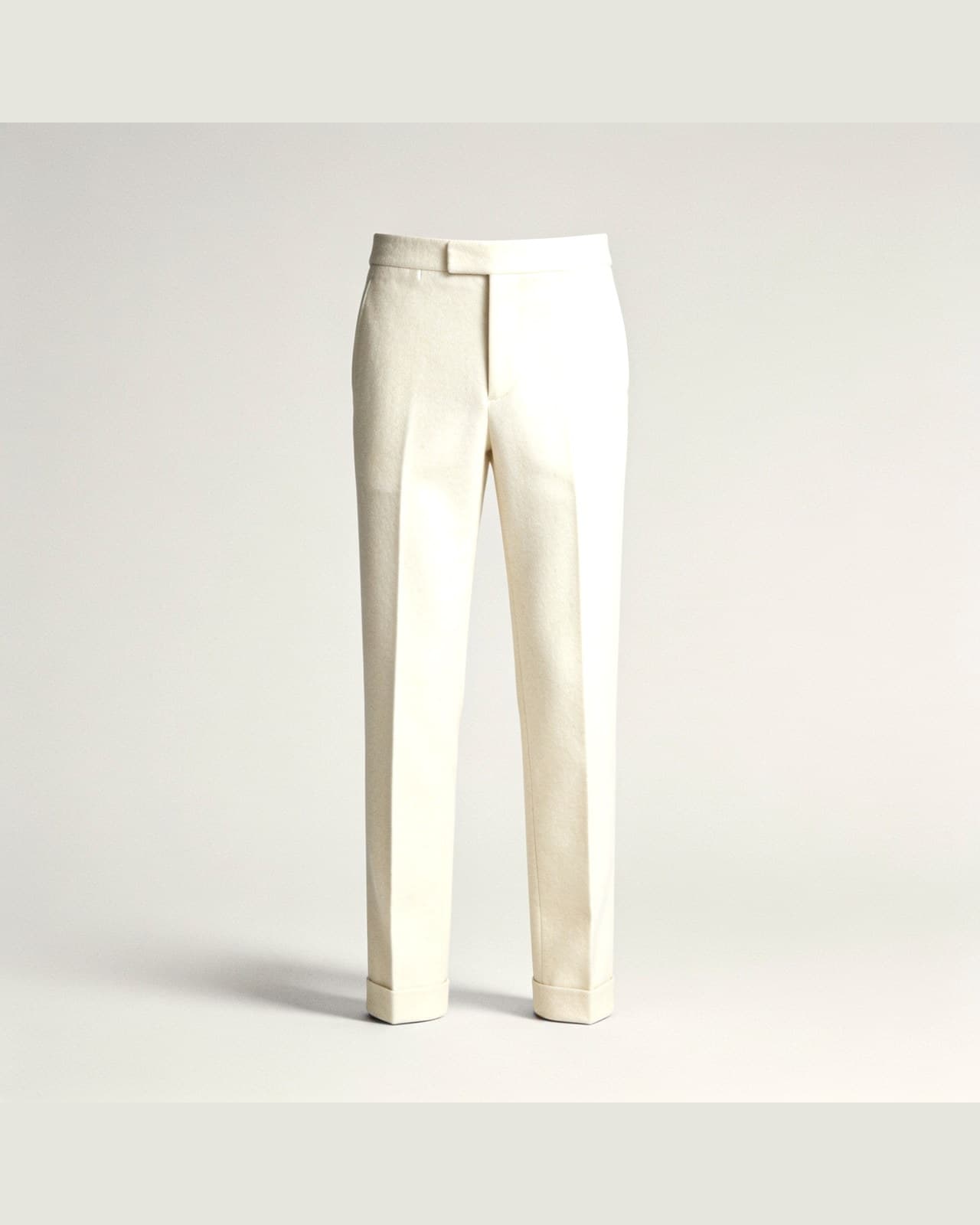 Premana Flannel Turn-Up Trousers · Cream