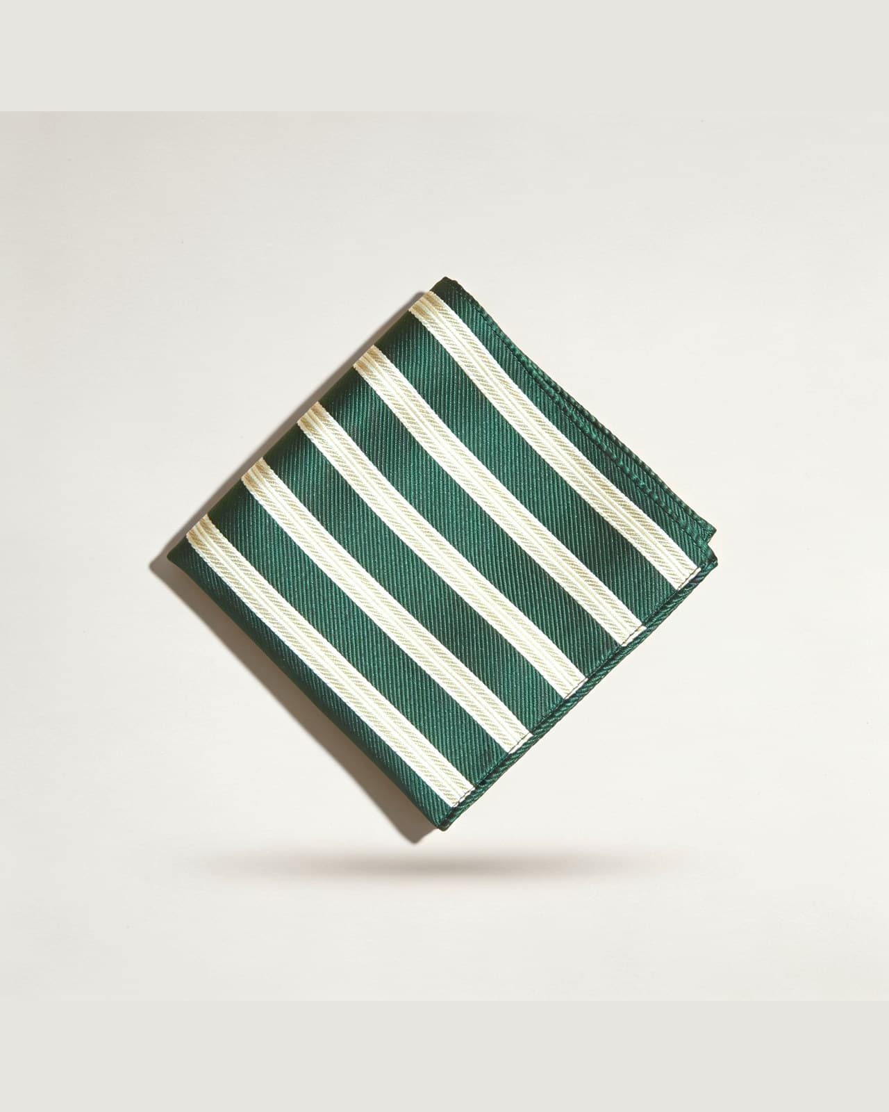 Silk Pocket Square · Green stripe