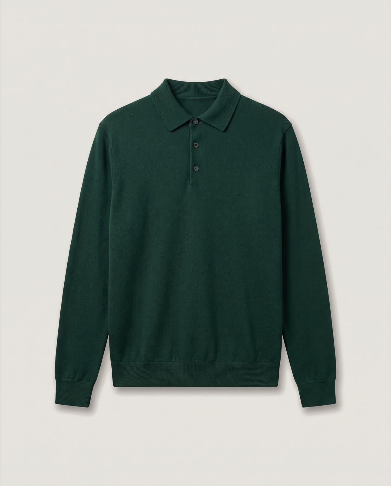 Griante Long-Sleeve Knit Polo · Cypress green