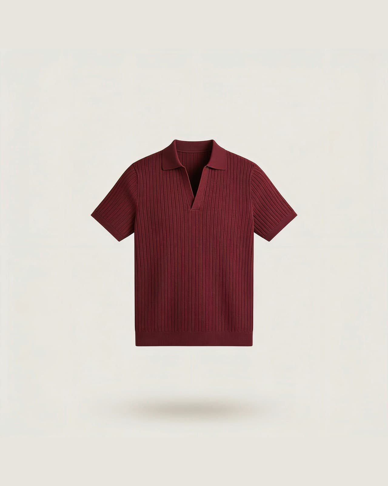 Oliveto Ribbed Polo · Burgundy