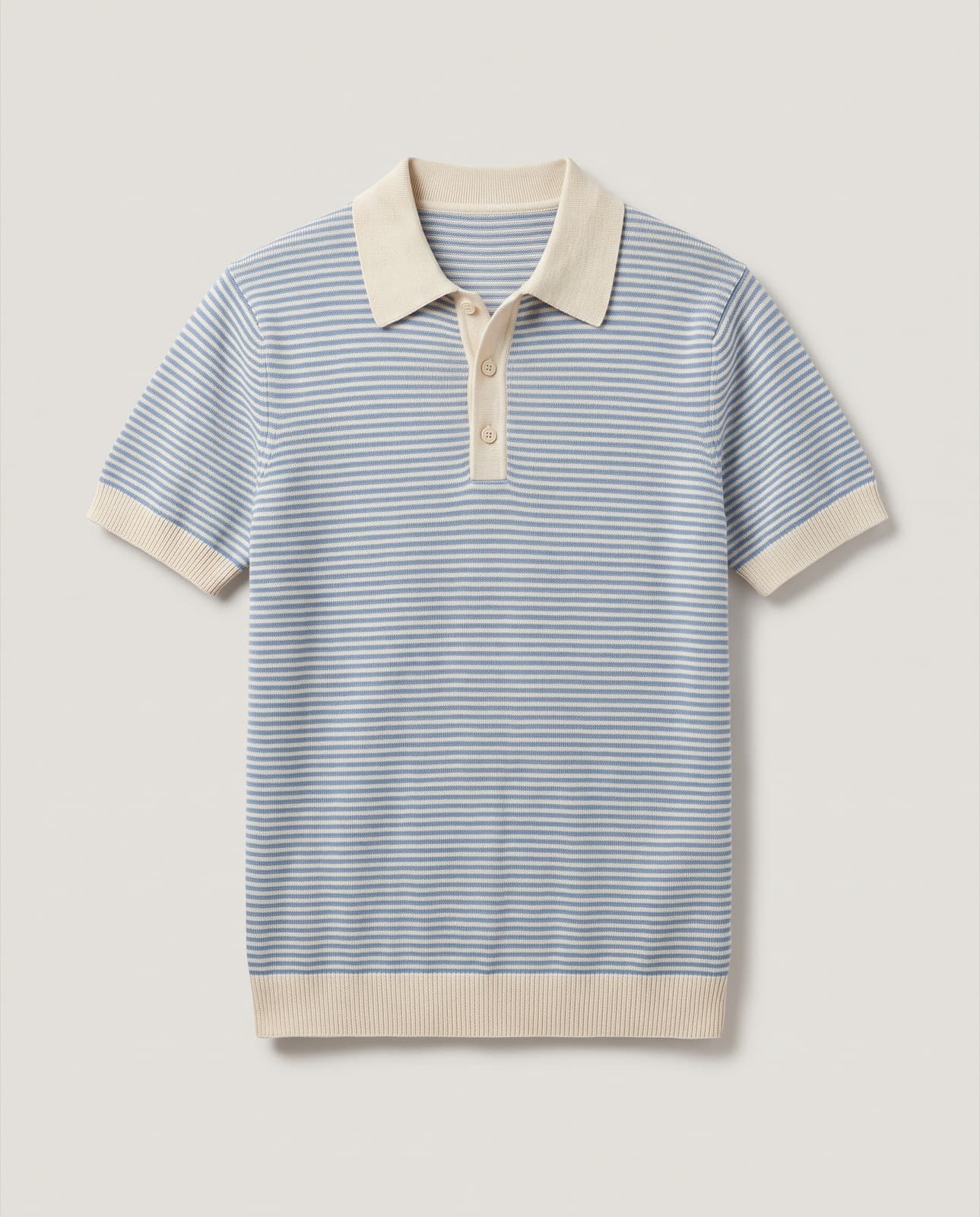 Sori Fine Stripe Polo · Light blue and cream