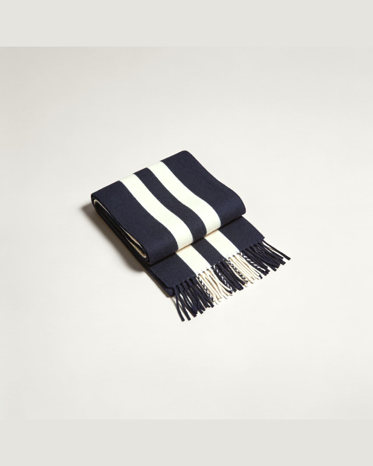 Brienno Striped Scarf · Green, navy and cream
